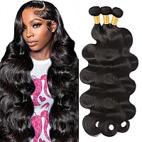 Hellosh 12A Human Hair Bundles 24 26 28 Inch Body Wave Bundles Human Hair 100 Unprocessed Brazilian Virgin Hair 3 Bundles Human