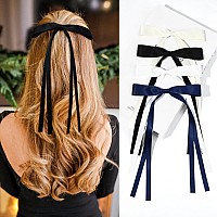 4 Pcs Hair Bows Ribbon Hair Clips For Women Silky Satin Bow With Long Tassel Hair Bow Accessories For Girls Toddlers Teens Kids