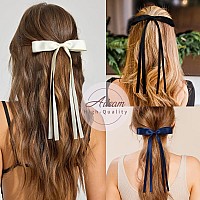 4 Pcs Hair Bows Ribbon Hair Clips For Women Silky Satin Bow With Long Tassel Hair Bow Accessories For Girls Toddlers Teens Kids