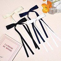 4 Pcs Hair Bows Ribbon Hair Clips For Women Silky Satin Bow With Long Tassel Hair Bow Accessories For Girls Toddlers Teens Kids