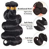 Brazilian Virgin Body Wave Bundles With Closure Three Part Unprocessed Virgin Human Hair Extension Hair Weave Bundles With Lace