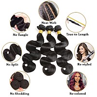 Brazilian Virgin Body Wave Bundles With Closure Three Part Unprocessed Virgin Human Hair Extension Hair Weave Bundles With Lace