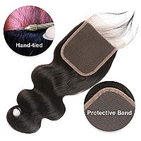 Brazilian Virgin Body Wave Bundles With Closure Three Part Unprocessed Virgin Human Hair Extension Hair Weave Bundles With Lace