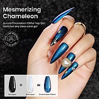 Mizhse Sparkle Glitter Top Coat Gel Polish Clear Holographic Aurora Shimmer No Wipe Top Coat Soak Off Uv Led Nail Gel Polish Fo