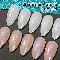 Mizhse Sparkle Glitter Top Coat Gel Polish Clear Holographic Aurora Shimmer No Wipe Top Coat Soak Off Uv Led Nail Gel Polish Fo