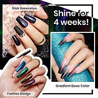 Mizhse Sparkle Glitter Top Coat Gel Polish Clear Holographic Aurora Shimmer No Wipe Top Coat Soak Off Uv Led Nail Gel Polish Fo