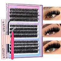 Jimire Fluffy Eyelash Extension Kit Volume Lash Clusters Kit Wispy Lash Extensions Kit With Lash Bond And Seal Lash Tweezers D