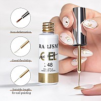 Rarjsm Metallic Gel Liner Nail Art Silver Bronze Gold 2Pcs Set Mirror Chrome 3D Effect Gel Nail Polish 8Ml Build In Thin Brush M