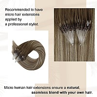 Full Shine Balayage Micro Link Human Hair Extensions Long Micro Loop Hair Extensions 24Inch Fusion Hair Extensions Real Human Ha