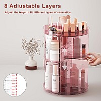 Jiavarry 360 Rotating Makeup Organizer With Slots 8 Adjustable Layers Spinning Skincare Organizer Large Capacity Makeup Organi