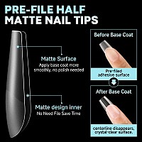 Una Gella Coffin Nails Tips Prebuff Soft Gel X Nail Tips Matte Medium Coffin False Nails Tips Acrylic Full Cover 504Pcs 15Sizes