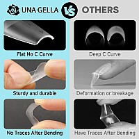 Una Gella Coffin Nails Tips Prebuff Soft Gel X Nail Tips Matte Medium Coffin False Nails Tips Acrylic Full Cover 504Pcs 15Sizes