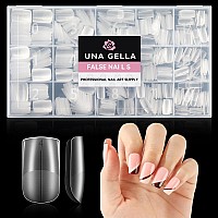 Una Gella Short Square Nail Tips Prebuff Soft Gel X Nail Tips Matte Square False Nails Tips Acrylic Full Cover 504Pcs 15Sizes G