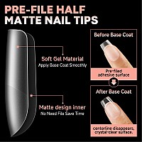 Una Gella Short Square Nail Tips Prebuff Soft Gel X Nail Tips Matte Square False Nails Tips Acrylic Full Cover 504Pcs 15Sizes G