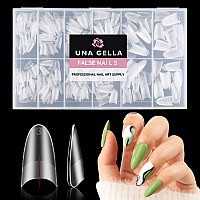 Una Gella Medium Almond Nail Tips Full Matte 504Pcs Soft Gel Almond Shape Nail Tips Half Cover Clear Gel X Tips For Nail Art Pre