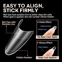 Una Gella Medium Almond Nail Tips Full Matte 504Pcs Soft Gel Almond Shape Nail Tips Half Cover Clear Gel X Tips For Nail Art Pre