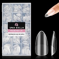 Una Gella Almond Nail Tips 15 Sizes Almond Gel X Nail Tips 312Pcs Full Matte Surface Nail Tips Clear Full Cover Soft Gel Nail