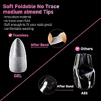 Una Gella Almond Nail Tips 15 Sizes Almond Gel X Nail Tips 312Pcs Full Matte Surface Nail Tips Clear Full Cover Soft Gel Nail