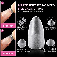 Una Gella Almond Nail Tips 15 Sizes Almond Gel X Nail Tips 312Pcs Full Matte Surface Nail Tips Clear Full Cover Soft Gel Nail