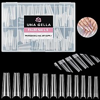 Una Gella Extra Long Coffin Fake Nails 120Pcs Double Side Preshape Gel Acrylic Xl Nail Tips For Half Cover Nail Extension Home