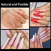 Una Gella Extra Long Coffin Fake Nails 120Pcs Double Side Preshape Gel Acrylic Xl Nail Tips For Half Cover Nail Extension Home