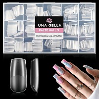 Una Gella Square Gel Nail Tips 312Pcs Matte Full Cover False Nail Tips 15Sizes Square Gel Tips Fake Nails For Nail Extension Nai