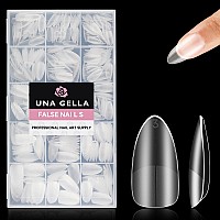 Una Gella Almond Nail Tips 504Pcs Almond Gel X Nail Tips 15 Sizes Full Matte Surface Nail Tips Clear Full Cover Soft Gel Nail