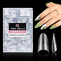 Una Gella Almond Gel Nail Tips Full Matte Medium Almond Gel X Nail Tips Half Cover 216Pcs Medium Almond Press On Nails Diy Salon