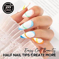 Una Gella Almond Gel Nail Tips Full Matte Medium Almond Gel X Nail Tips Half Cover 216Pcs Medium Almond Press On Nails Diy Salon