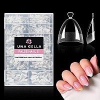 Una Gella Almond Nail Tips Extra Short Half Cover 504Pcs Soft Gel Short Almond Fake Nails Matte Clear Almond Gel X Nails Selfh