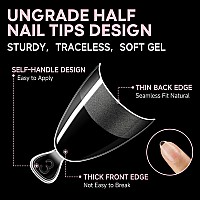 Una Gella Almond Nail Tips Extra Short Half Cover 504Pcs Soft Gel Short Almond Fake Nails Matte Clear Almond Gel X Nails Selfh