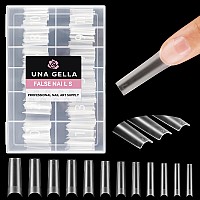 Una Gella Extra Long Square Fake Nails 120Pcs Preshape Gel Acrylic Xl Nail Tips For Half Cover Nail Extension Home Diy Nail Sal