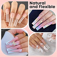 Una Gella Extra Long Square Fake Nails 120Pcs Preshape Gel Acrylic Xl Nail Tips For Half Cover Nail Extension Home Diy Nail Sal