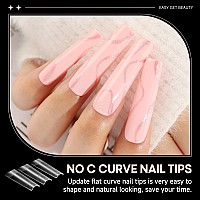 Una Gella Extra Long Square Fake Nails 120Pcs Preshape Gel Acrylic Xl Nail Tips For Half Cover Nail Extension Home Diy Nail Sal