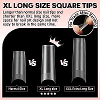 Una Gella Extra Long Square Fake Nails 120Pcs Preshape Gel Acrylic Xl Nail Tips For Half Cover Nail Extension Home Diy Nail Sal