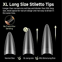 Una Gella Extra Long Stiletto Fake Nails 504Pcs Double Side Preshape Gel Acrylic Xl Nail Tips For Half Cover Nail Extension Hom