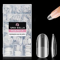 Una Gella Medium Oval Round Nail Tips 312Pcs Gel X Nail Tips Oval Shape Soft Gel Nail Tips Full Matte Surface No Need To File Cl