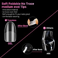 Una Gella Medium Oval Round Nail Tips 312Pcs Gel X Nail Tips Oval Shape Soft Gel Nail Tips Full Matte Surface No Need To File Cl