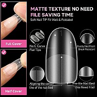 Una Gella Medium Oval Round Nail Tips 312Pcs Gel X Nail Tips Oval Shape Soft Gel Nail Tips Full Matte Surface No Need To File Cl