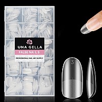 Una Gella Medium Oval Round Nail Tips 504Pcs Gel X Nail Tips Oval Shape Full Matte Surface No Need To File Clear Fake Nails For