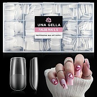 Una Gella Square Nail Tips False Nails Tips Prebuff 504Pcs 15Sizes Gel Nail Tips Full Nail Tips For Nail Extension Square Nails