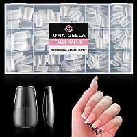 Una Gella Coffin Gel Nail Tips 312Pcs Matte Full Cover False Nail Tips 15Sizes Short Coffin Gel Tips Fake Nails For Nail Extensi