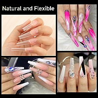 Una Gella Extra Long Coffin Fake Nails 504Pcs Double Side Preshape Gel Acrylic Xl Nail Tips For Half Cover Nail Extension Home