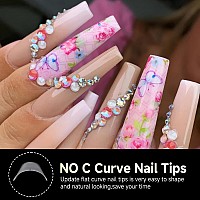 Una Gella Extra Long Coffin Fake Nails 504Pcs Double Side Preshape Gel Acrylic Xl Nail Tips For Half Cover Nail Extension Home