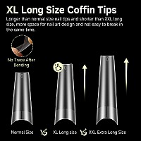 Una Gella Extra Long Coffin Fake Nails 504Pcs Double Side Preshape Gel Acrylic Xl Nail Tips For Half Cover Nail Extension Home