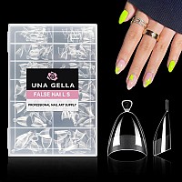 Una Gella Extra Short Almond Nail Tips Half Cover Soft Gel Short Almond Shape Nail Tips Matte 216Pcs Clear Gelly Almond Gel X