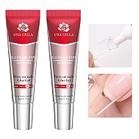 Una Gella Nail Glue Gel For Clear Press On Nails Tips Solid Gel X Nail Glue For Clear Acrylic Nail Tips 2Pcs 20Ml Adhesive Sup