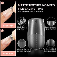 Una Gella Nail Tips Short Square False Nails Tips Matte 312Pcs 15Sizes Gel Nail Tips Full Nail Tips For Nail Extension Square Na