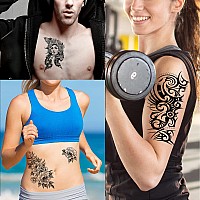 Hotoyannia 82 Sheets Largesize Black Temporary Tattoos Stickers For Women And Men Includes 10 Large Fake Tattoos That Look Rea