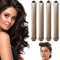 Blinkeen Heatless Hair Curler Flexi Rods With Hook 4 Khaki Rods For All Hair Types